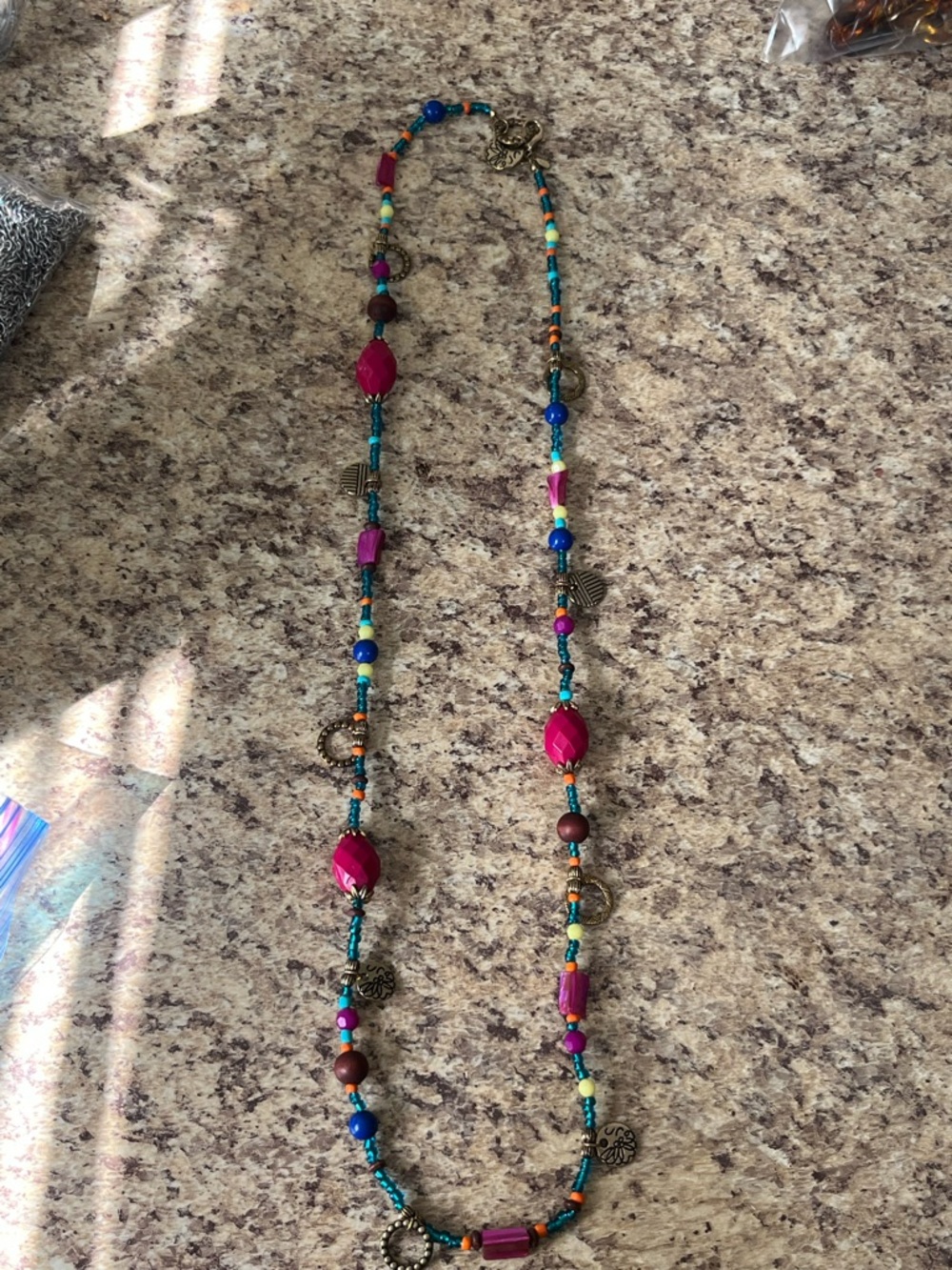 Premier Designs Multicolor Pink & Turquoise Beaded Necklace